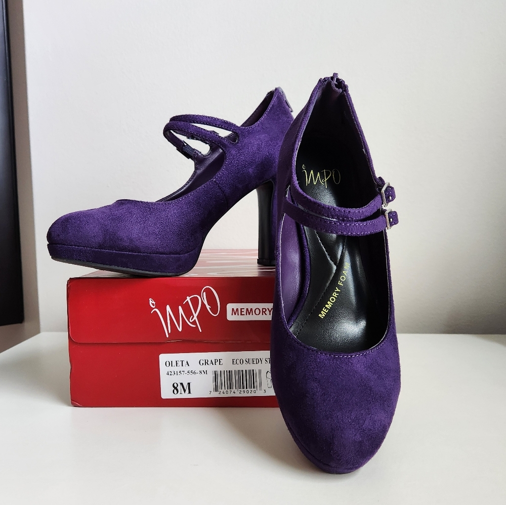NEW CONDITION IMPO OLETA PURPLE BLOCK HEEL MARY JANE PUMP
